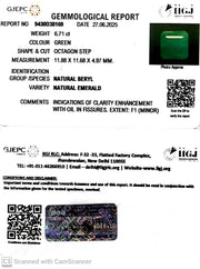 6.71/CT Natural Panna Stone with Govt. Lab Certificate (8991)